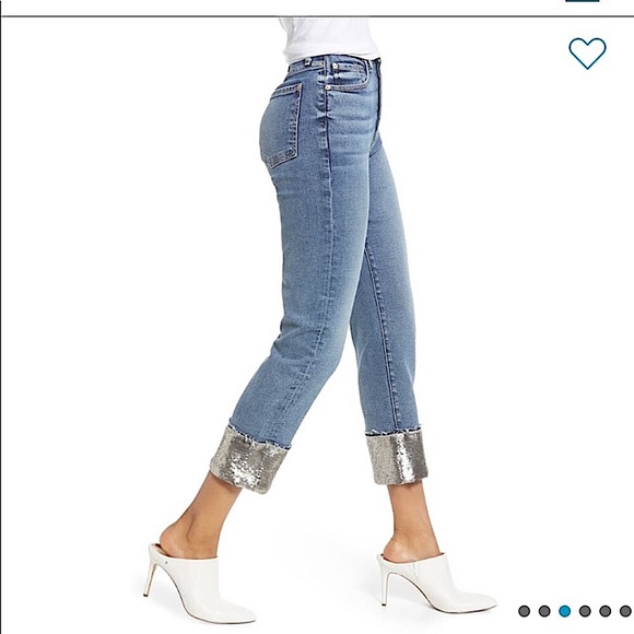 7 For All Mankind Sequined Cuff Boyfriend Jeans - Picture 2 of 10